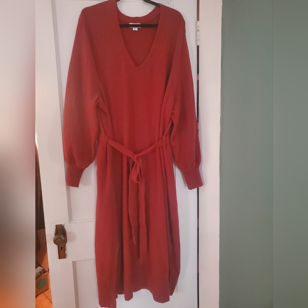 3x Burnt orange,belted, sweater dress by Ava&Viv